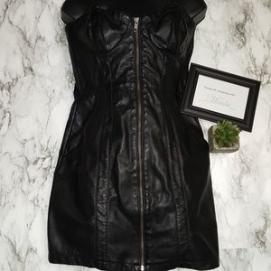 Black Faux Leather Dress